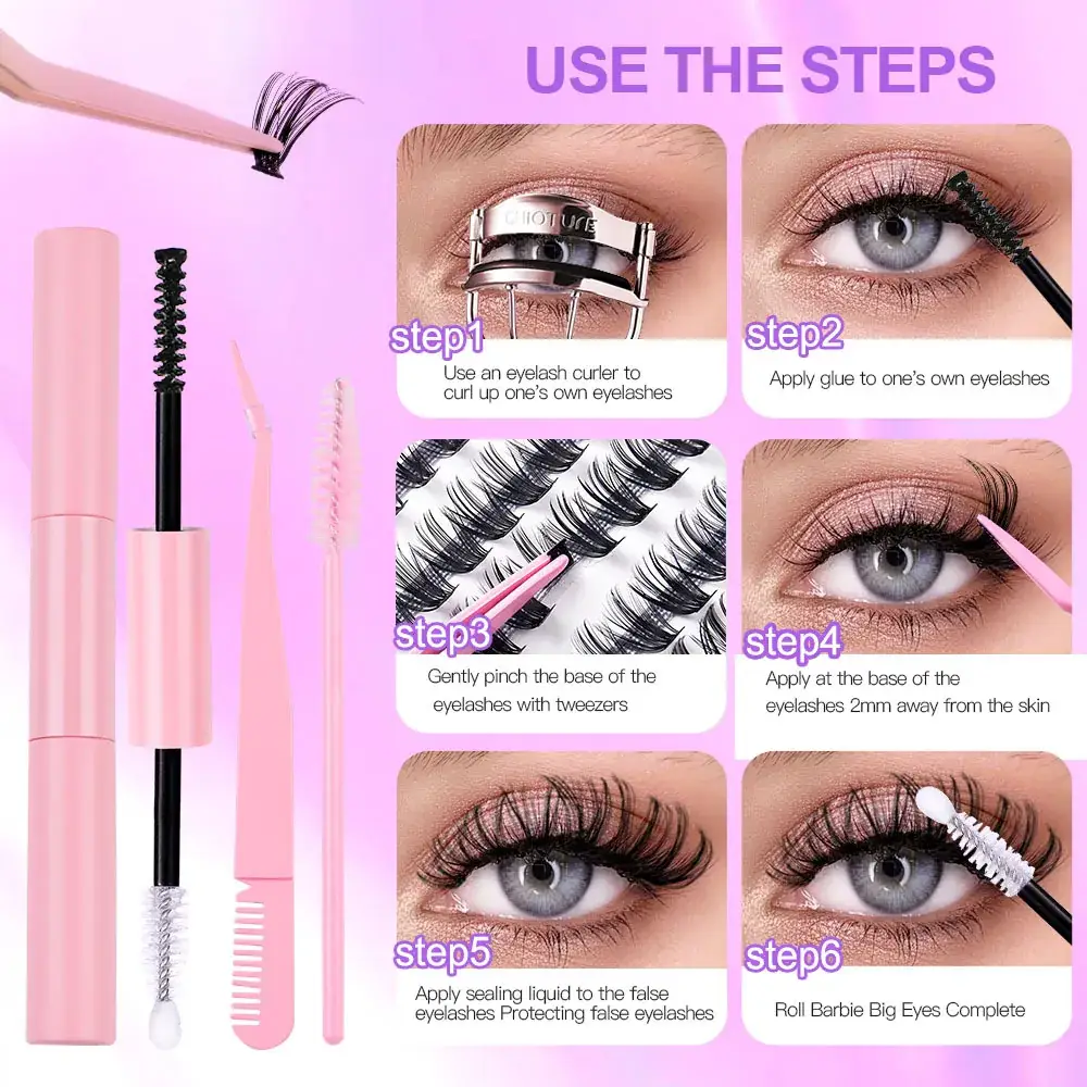 30P D-Curved False Eyelashes 8-16mm DIY Grafted