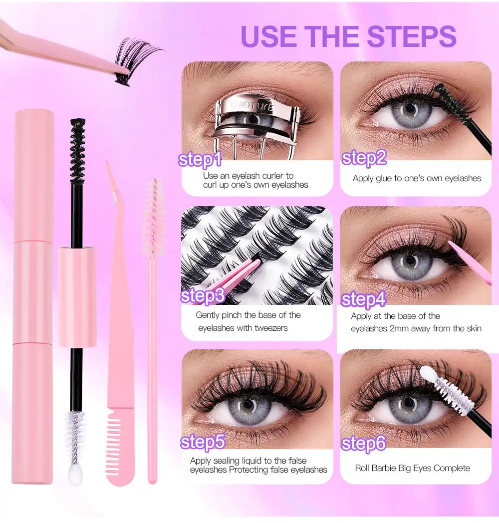 30P D-Curved False Eyelashes 8-16mm DIY Grafted — feature 3