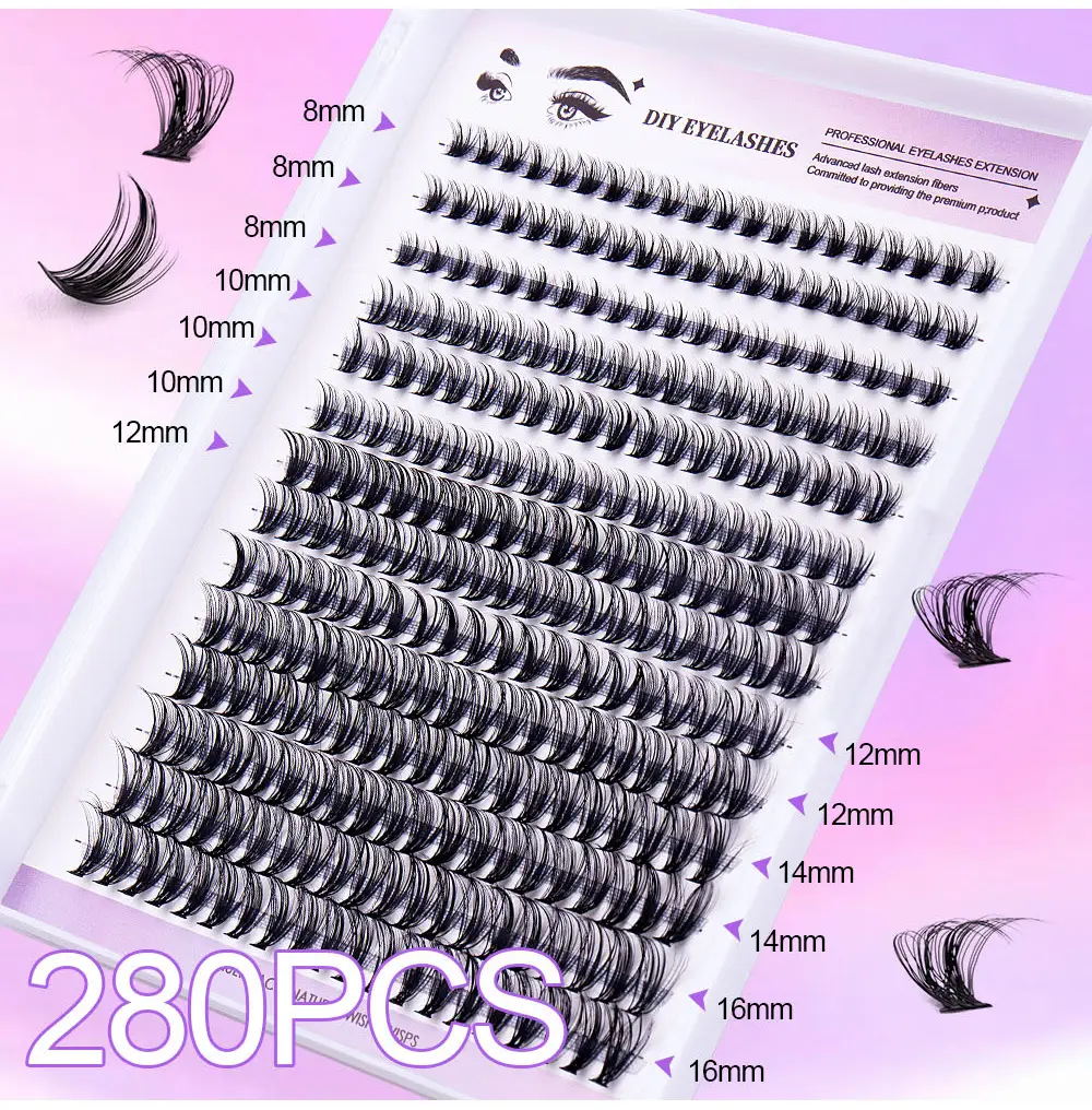 30P D-Curved False Eyelashes 8-16mm DIY Grafted — feature 4