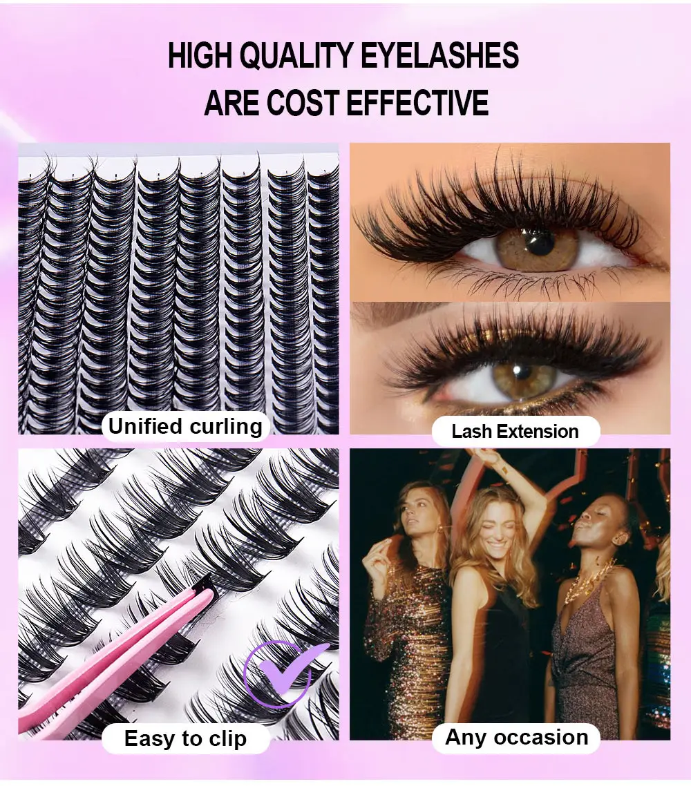 30P D-Curved False Eyelashes 8-16mm DIY Grafted — feature 5