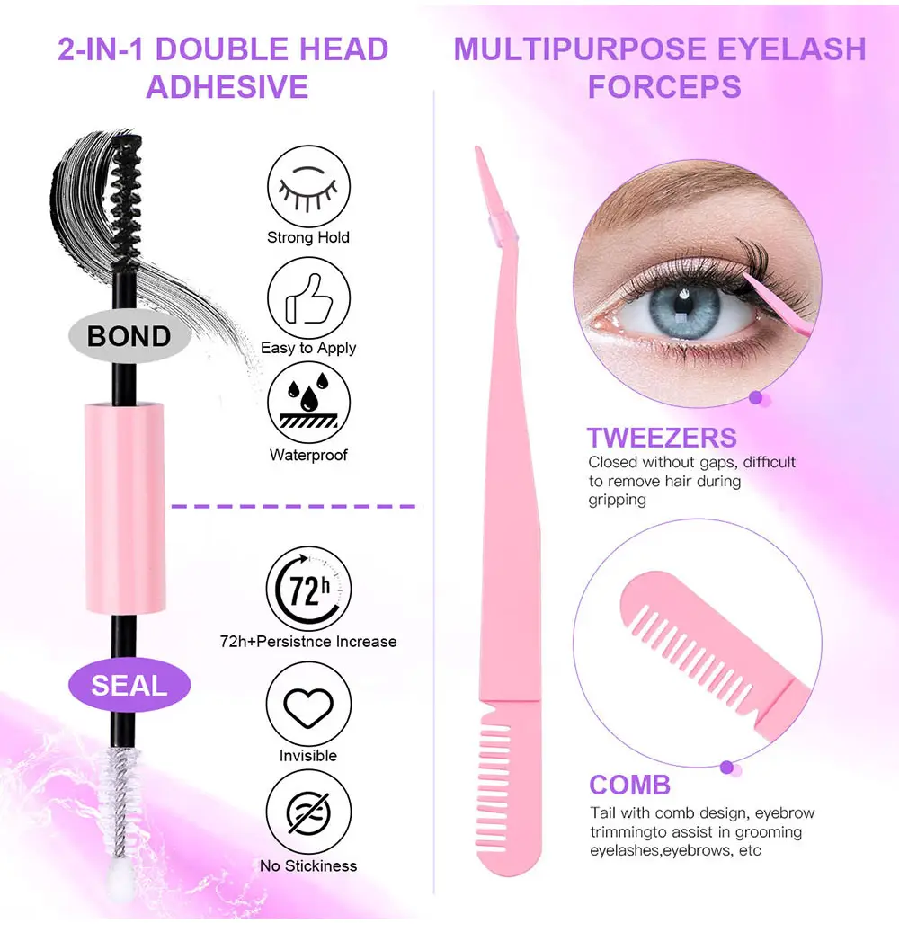 30P D-Curved False Eyelashes 8-16mm DIY Grafted — feature 7