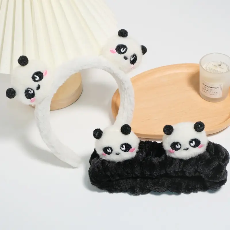 Plush Panda Headband with Face Mask for Women — feature 1
