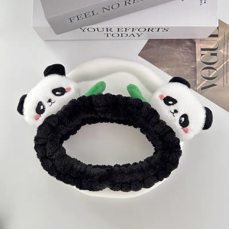 Plush Panda Headband with Face Mask for Women - Image 10