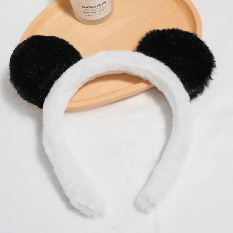 Plush Panda Headband with Face Mask for Women - Image 11