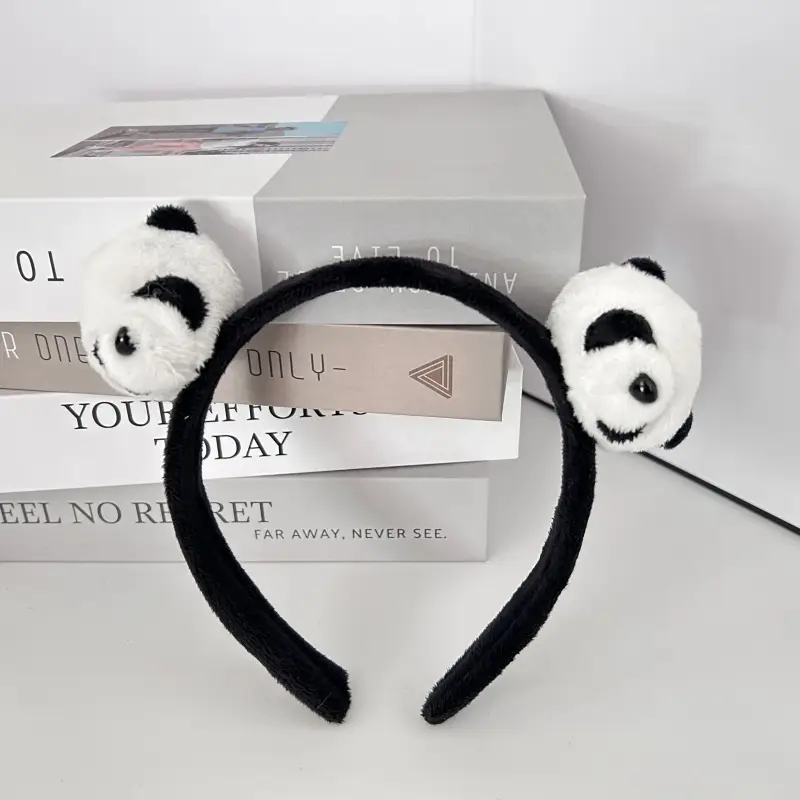 Plush Panda Headband with Face Mask for Women - Image 13