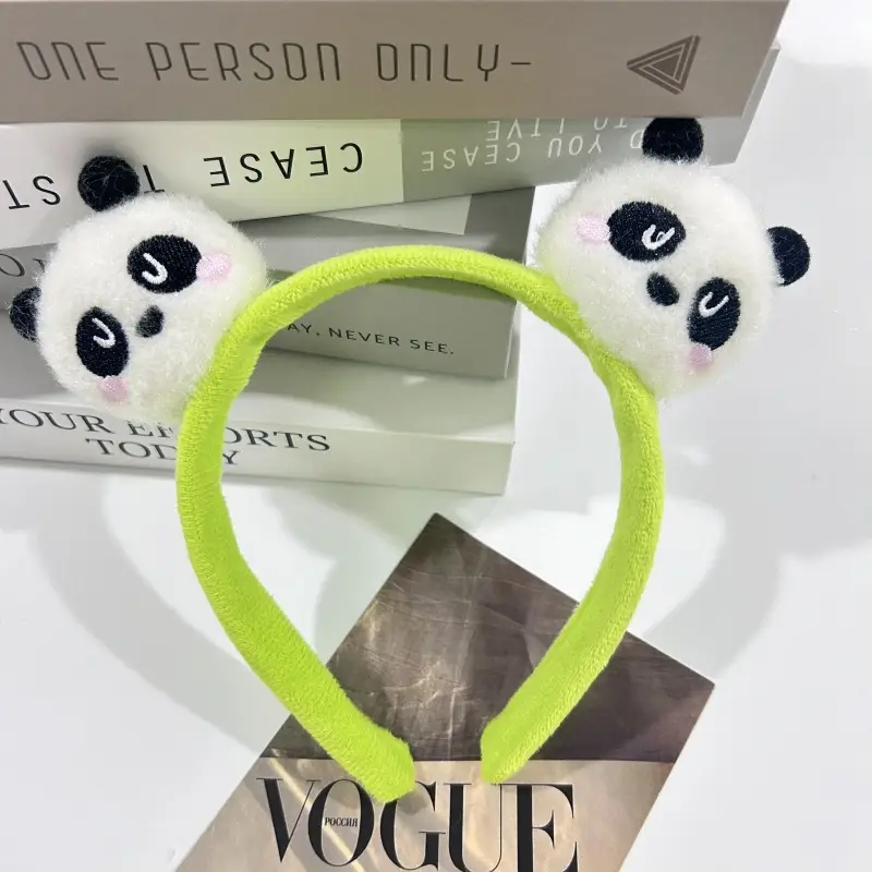 Plush Panda Headband with Face Mask for Women - Image 3