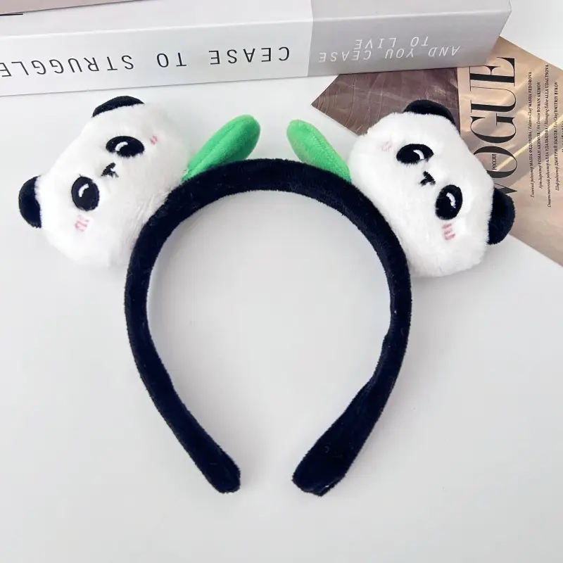 Plush Panda Headband with Face Mask for Women - Image 4