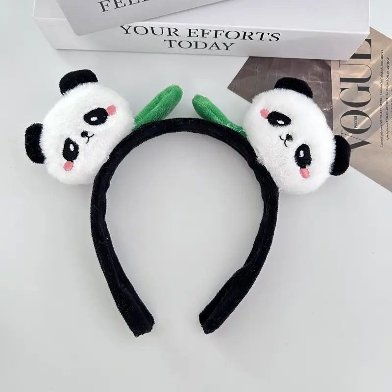 Plush Panda Headband with Face Mask for Women - Image 6