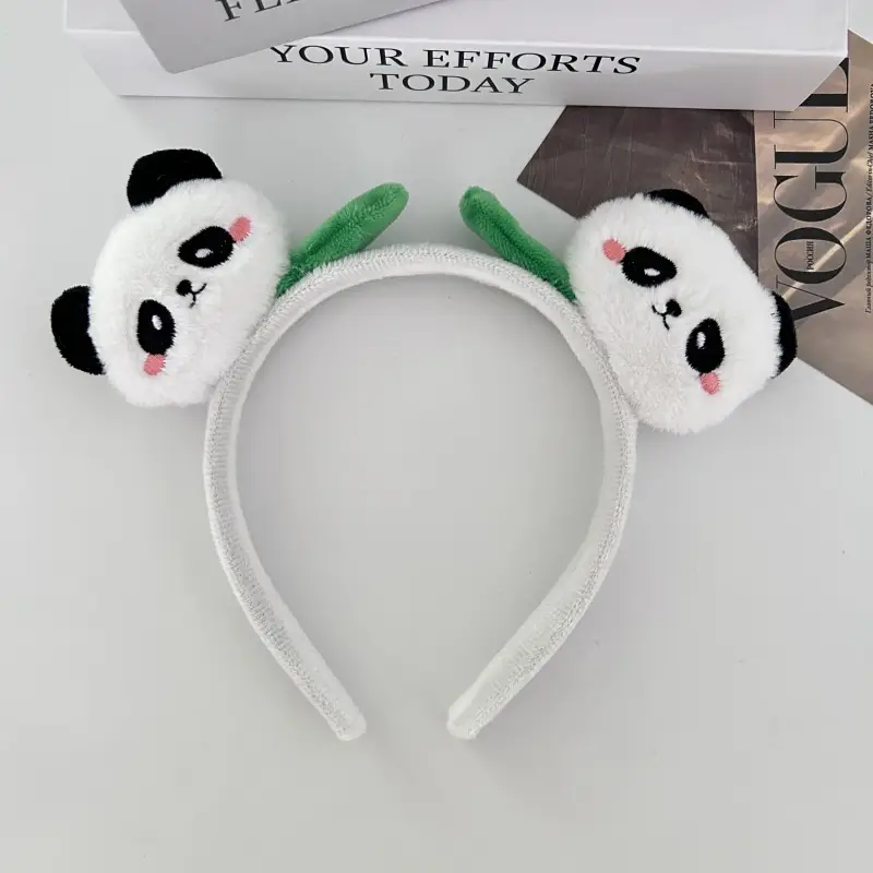 Plush Panda Headband with Face Mask for Women - Image 7