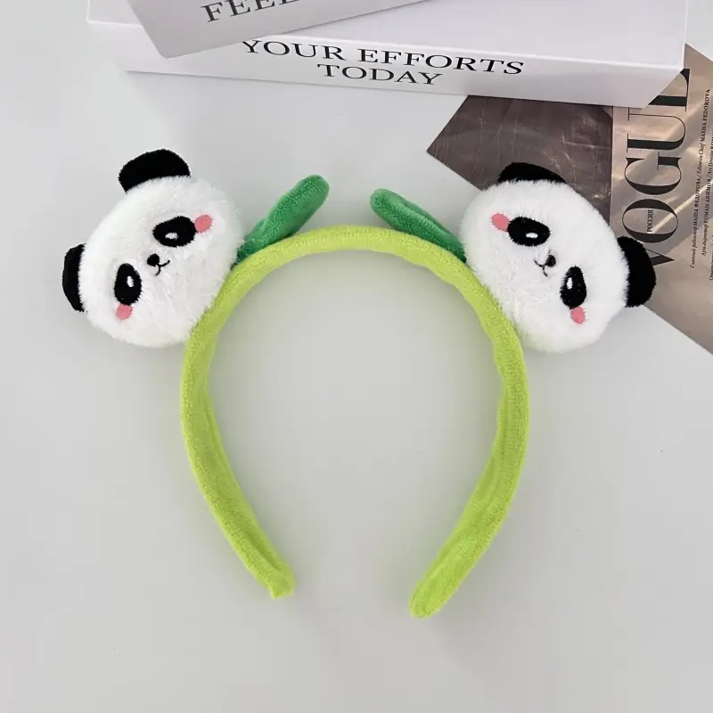 Plush Panda Headband with Face Mask for Women - Image 8