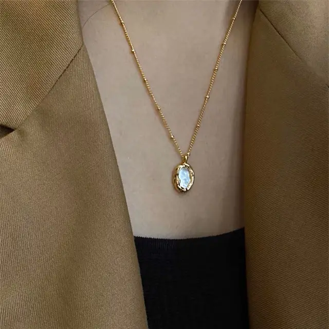 Double Sided Shell Necklace for Women Gold Plated - Image 5