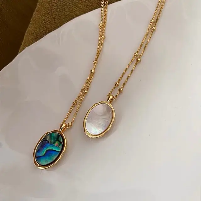 Double Sided Shell Necklace for Women Gold Plated - Image 7
