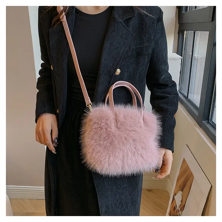 Women's Faux Fur Shoulder Bag Brown Winter — feature 11