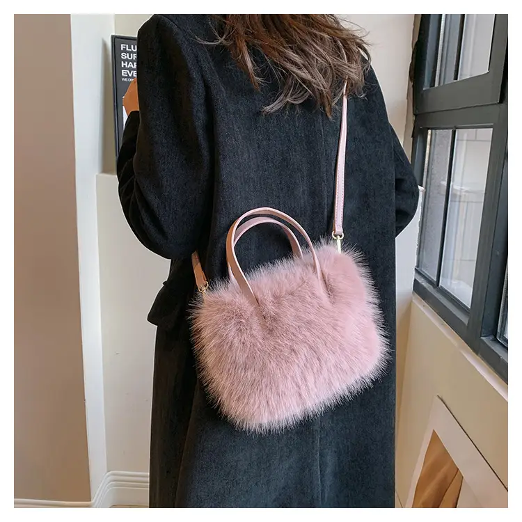 Women's Faux Fur Shoulder Bag Brown Winter — feature 12