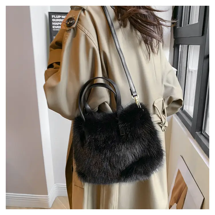 Women's Faux Fur Shoulder Bag Brown Winter — feature 13