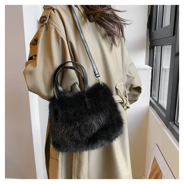 Women's Faux Fur Shoulder Bag Brown Winter — feature 14