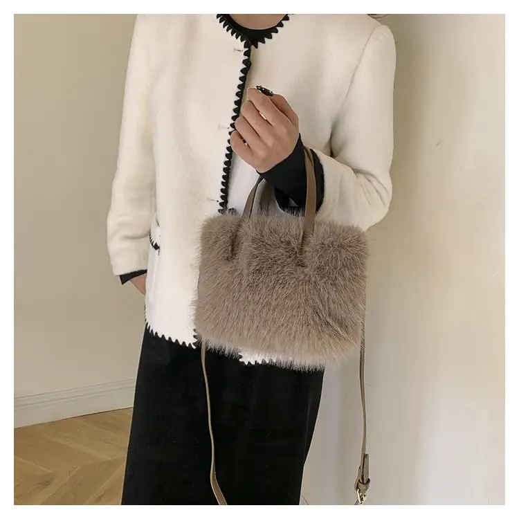 Women's Faux Fur Shoulder Bag Brown Winter — feature 16