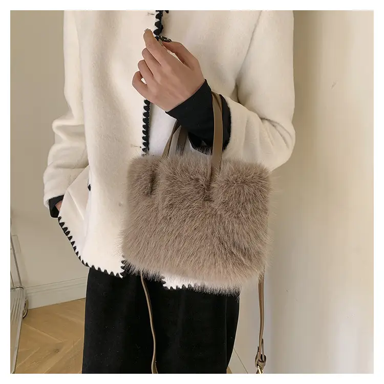 Women's Faux Fur Shoulder Bag Brown Winter — feature 17