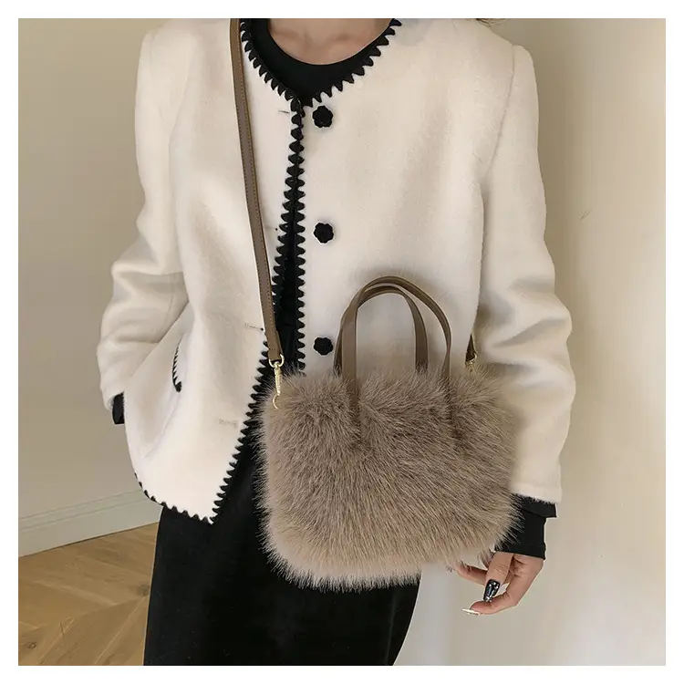 Women's Faux Fur Shoulder Bag Brown Winter — feature 18