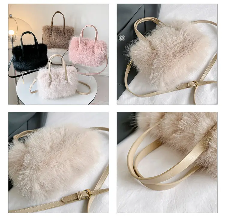 Women's Faux Fur Shoulder Bag Brown Winter — feature 9