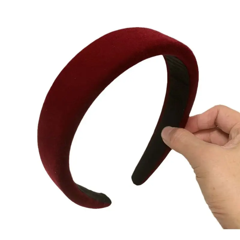 Retro Velvet Red Headband with Sponges for Girls - Image 14