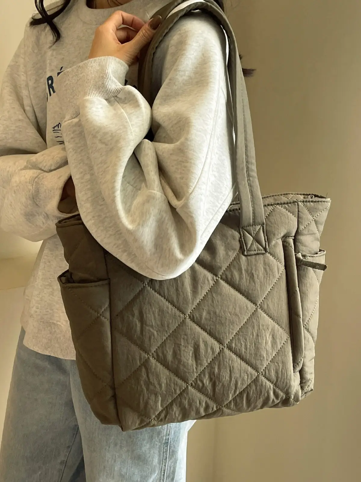 Orange Quilted Tote Bag for Women Large Capacity Commute - Image 10