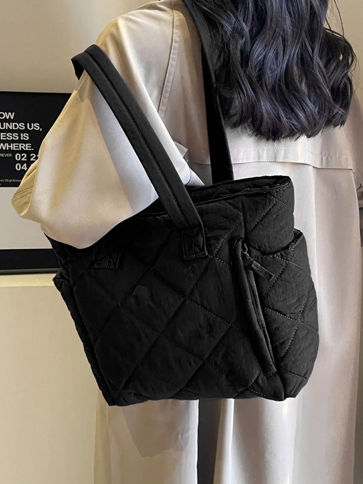 Orange Quilted Tote Bag for Women Large Capacity Commute - Image 12