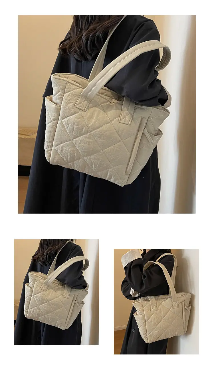 Orange Quilted Tote Bag for Women Large Capacity Commute — feature 10