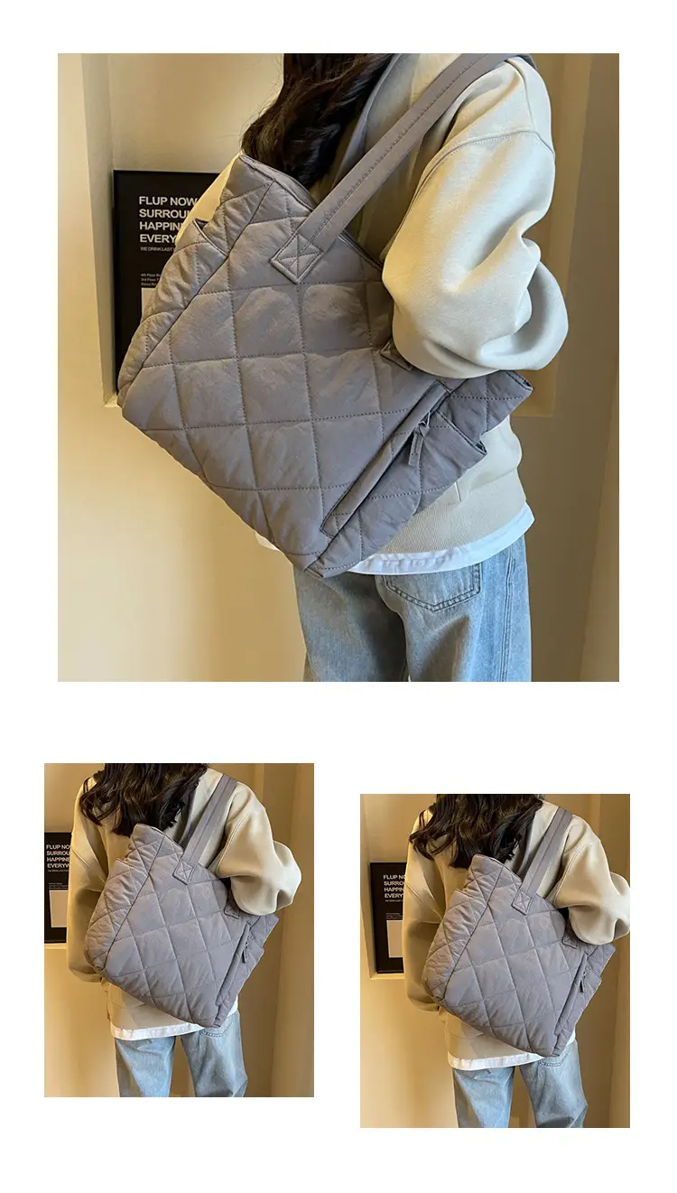 Orange Quilted Tote Bag for Women Large Capacity Commute — feature 11