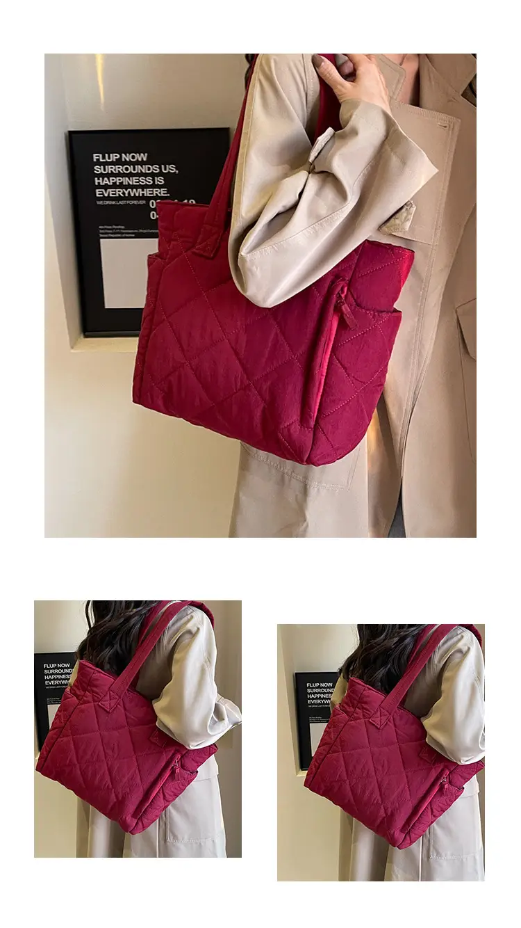 Orange Quilted Tote Bag for Women Large Capacity Commute — feature 13