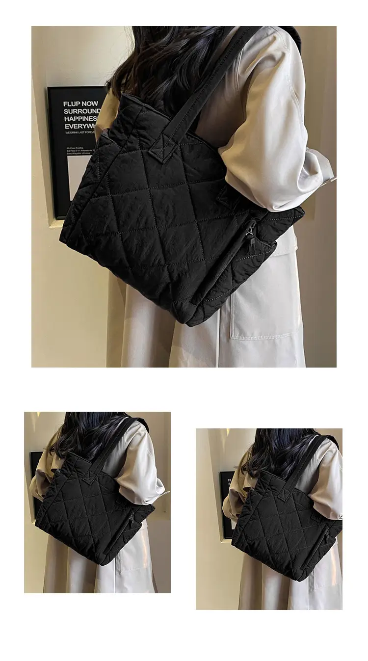 Orange Quilted Tote Bag for Women Large Capacity Commute — feature 16