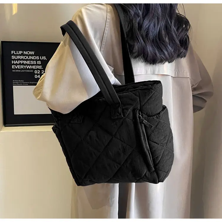 Orange Quilted Tote Bag for Women Large Capacity Commute — feature 18