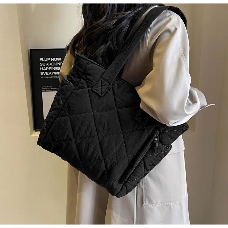 Orange Quilted Tote Bag for Women Large Capacity Commute — feature 19