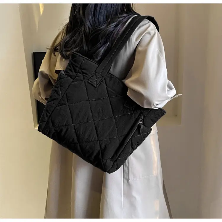 Orange Quilted Tote Bag for Women Large Capacity Commute — feature 20