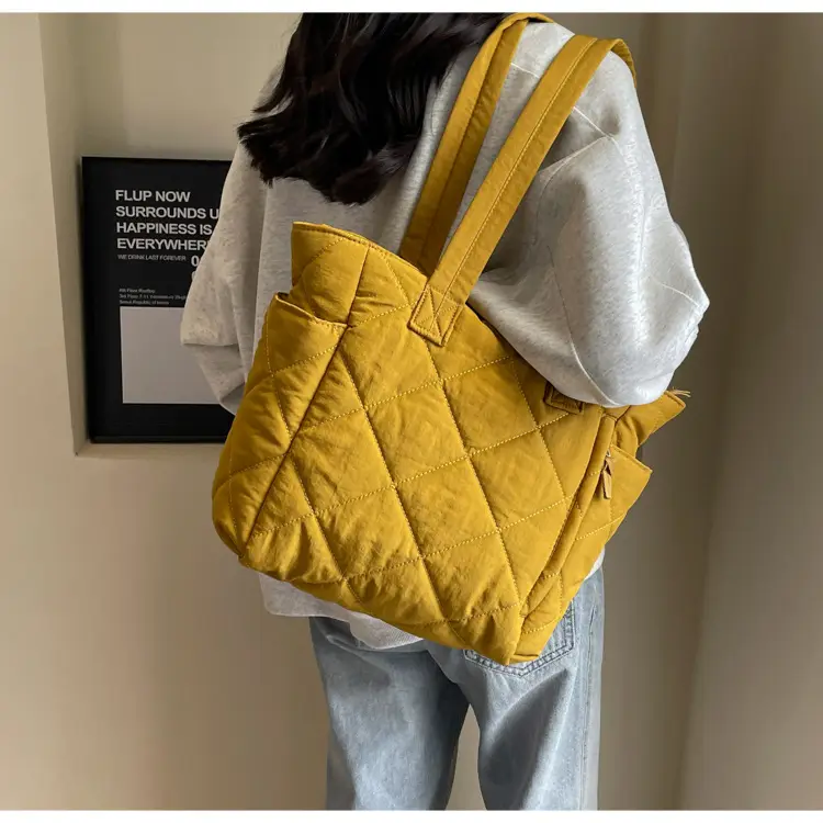 Orange Quilted Tote Bag for Women Large Capacity Commute — feature 22