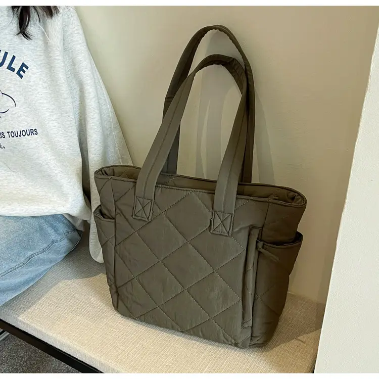Orange Quilted Tote Bag for Women Large Capacity Commute — feature 24