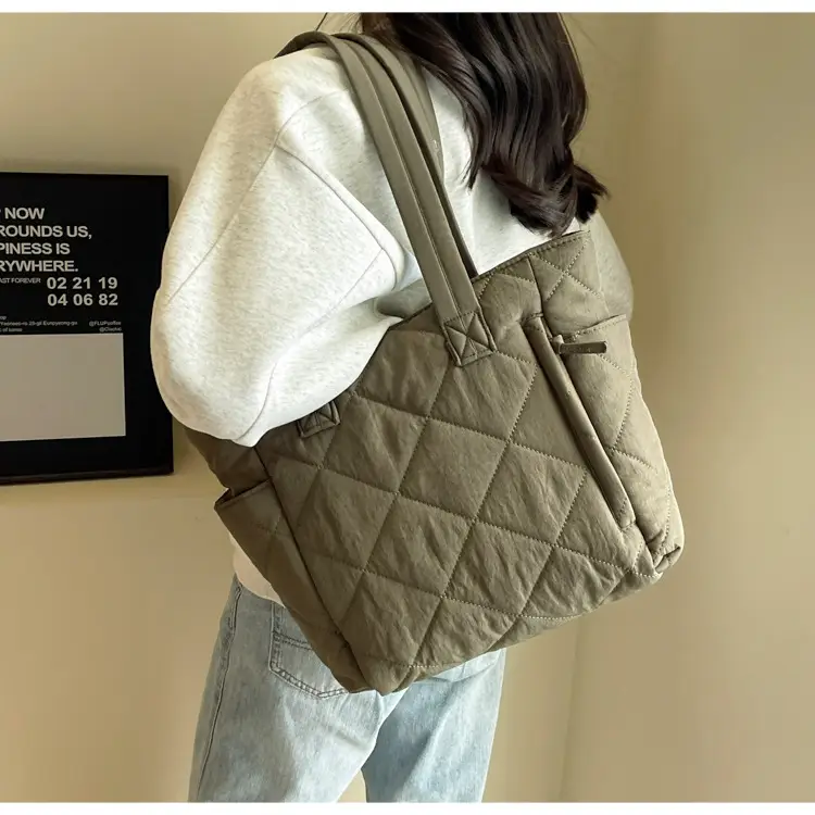 Orange Quilted Tote Bag for Women Large Capacity Commute — feature 25