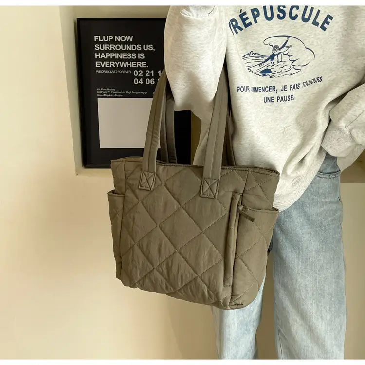 Orange Quilted Tote Bag for Women Large Capacity Commute — feature 26