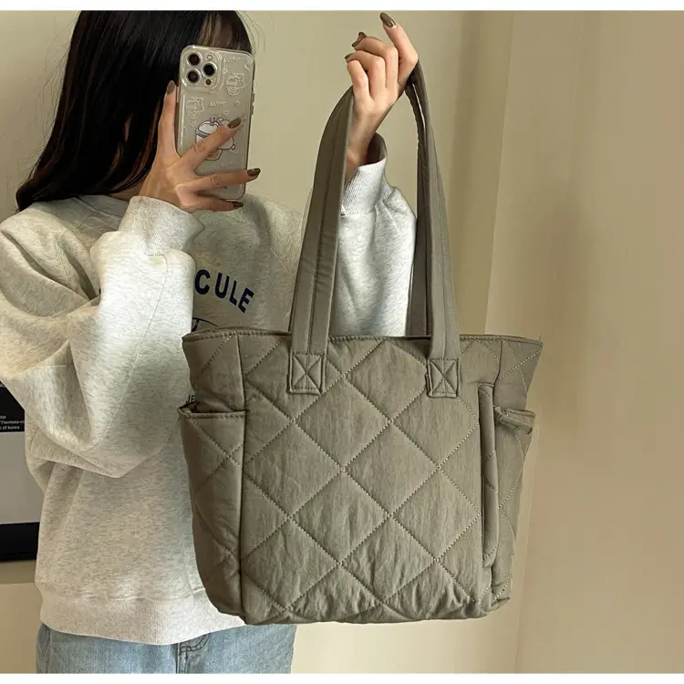 Orange Quilted Tote Bag for Women Large Capacity Commute — feature 27