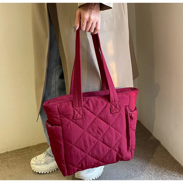 Orange Quilted Tote Bag for Women Large Capacity Commute — feature 28