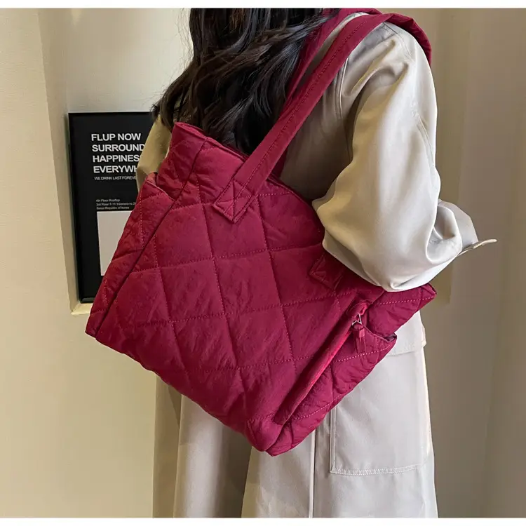 Orange Quilted Tote Bag for Women Large Capacity Commute — feature 29
