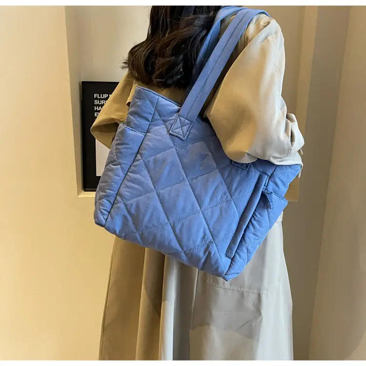 Orange Quilted Tote Bag for Women Large Capacity Commute — feature 30