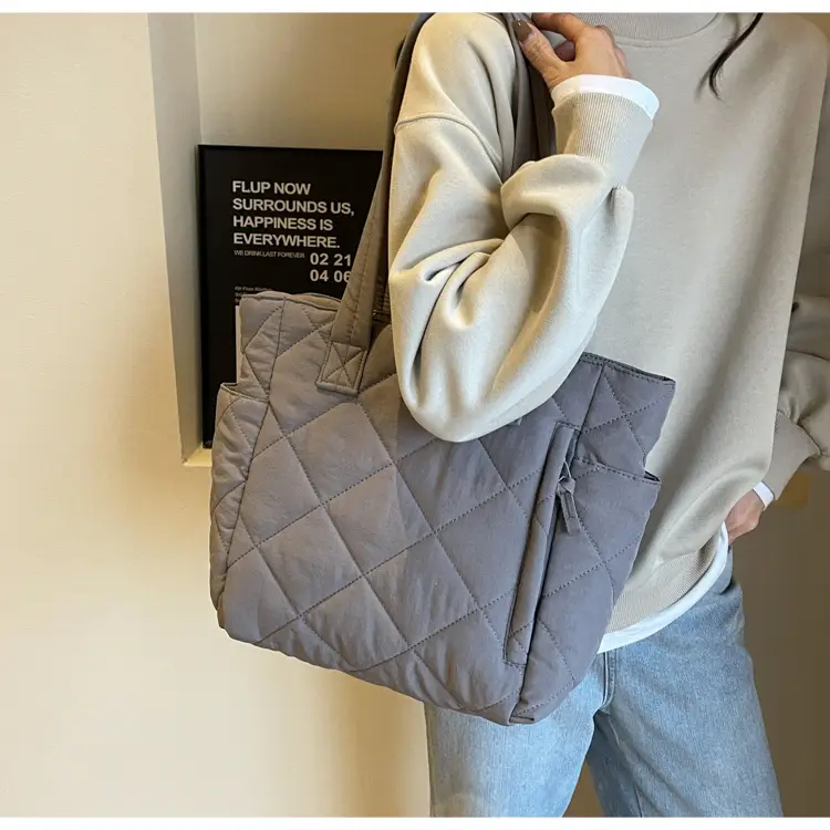 Orange Quilted Tote Bag for Women Large Capacity Commute — feature 32