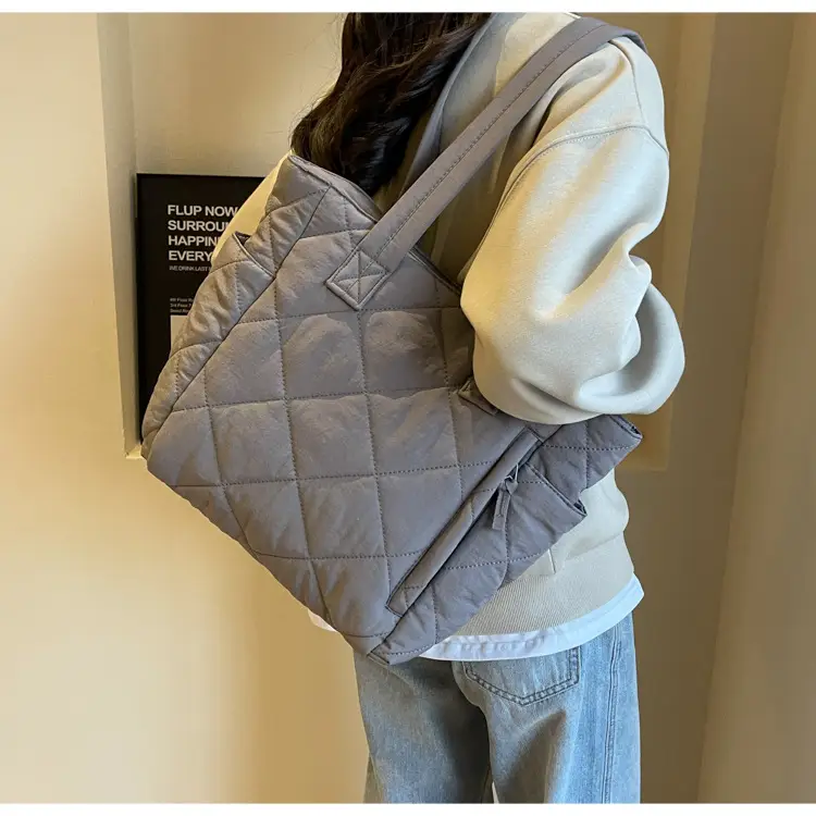 Orange Quilted Tote Bag for Women Large Capacity Commute — feature 33