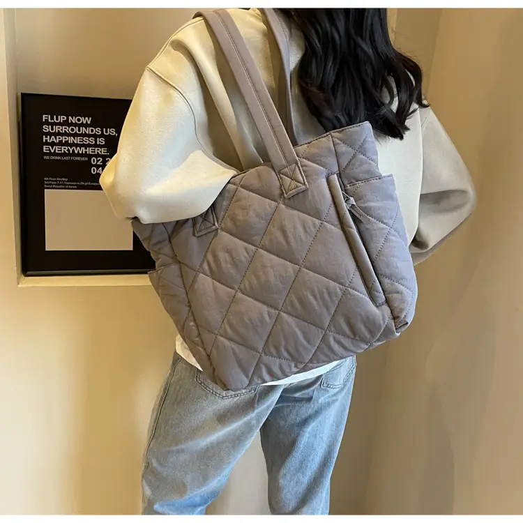 Orange Quilted Tote Bag for Women Large Capacity Commute — feature 34