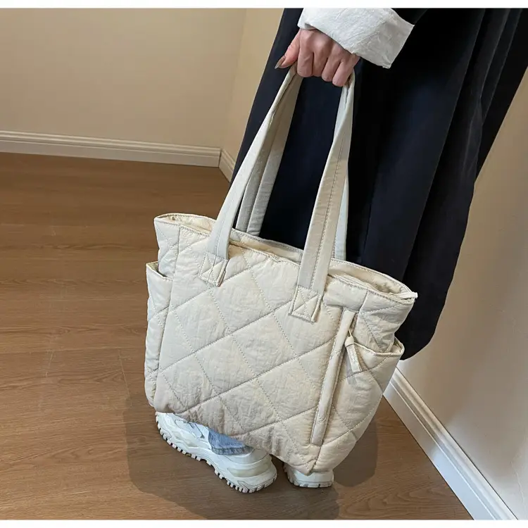 Orange Quilted Tote Bag for Women Large Capacity Commute — feature 36