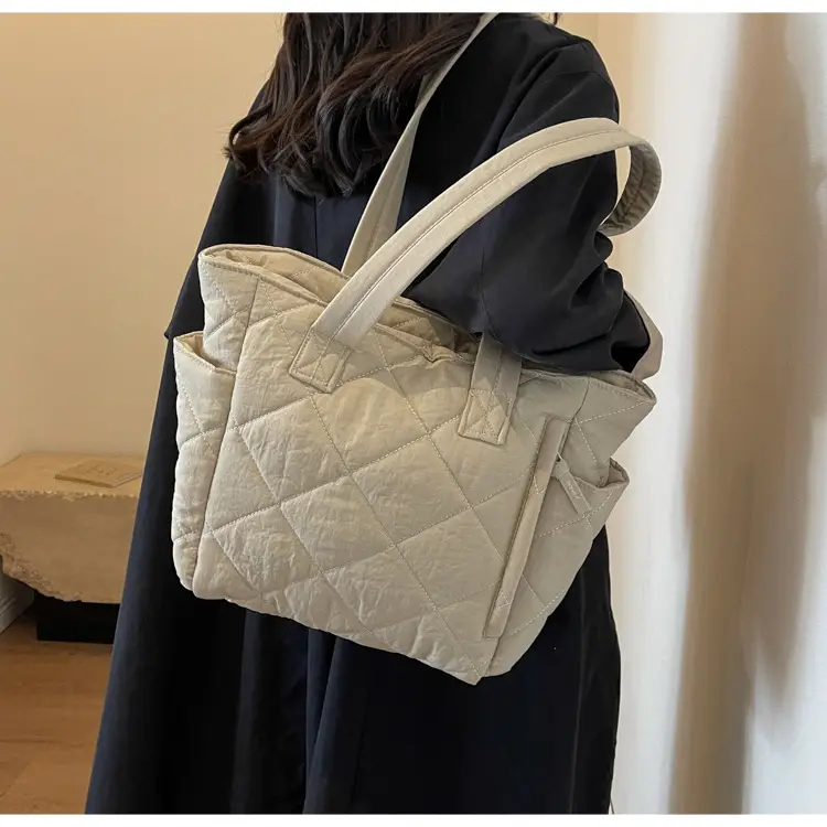 Orange Quilted Tote Bag for Women Large Capacity Commute — feature 37