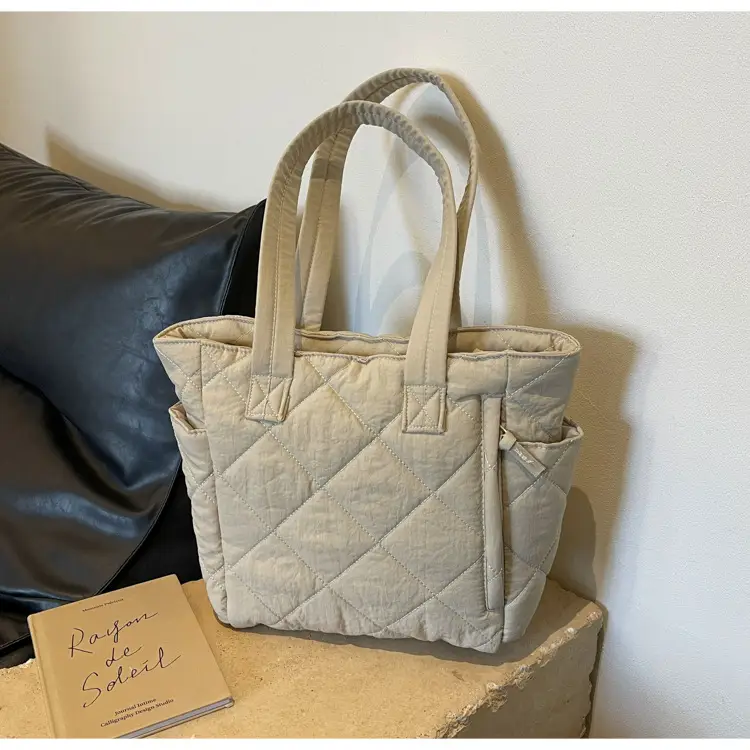 Orange Quilted Tote Bag for Women Large Capacity Commute — feature 43
