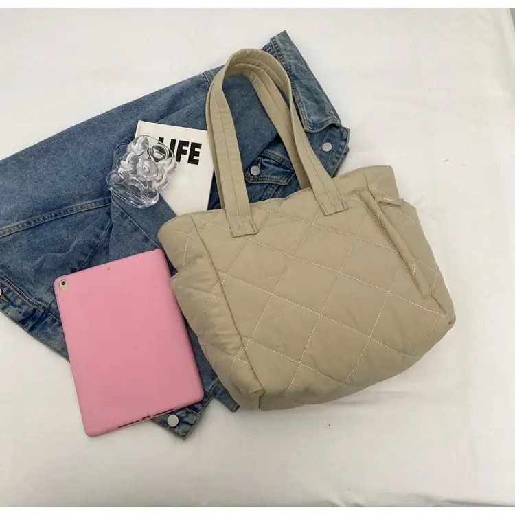Orange Quilted Tote Bag for Women Large Capacity Commute — feature 44