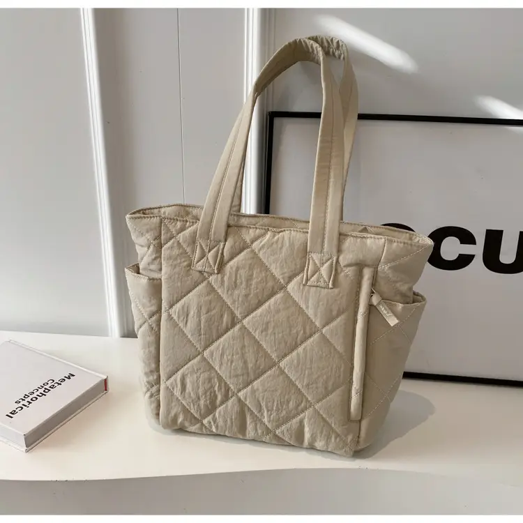 Orange Quilted Tote Bag for Women Large Capacity Commute — feature 50